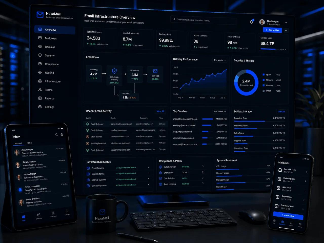 Business Email Configuration infrastructure overview dashboard