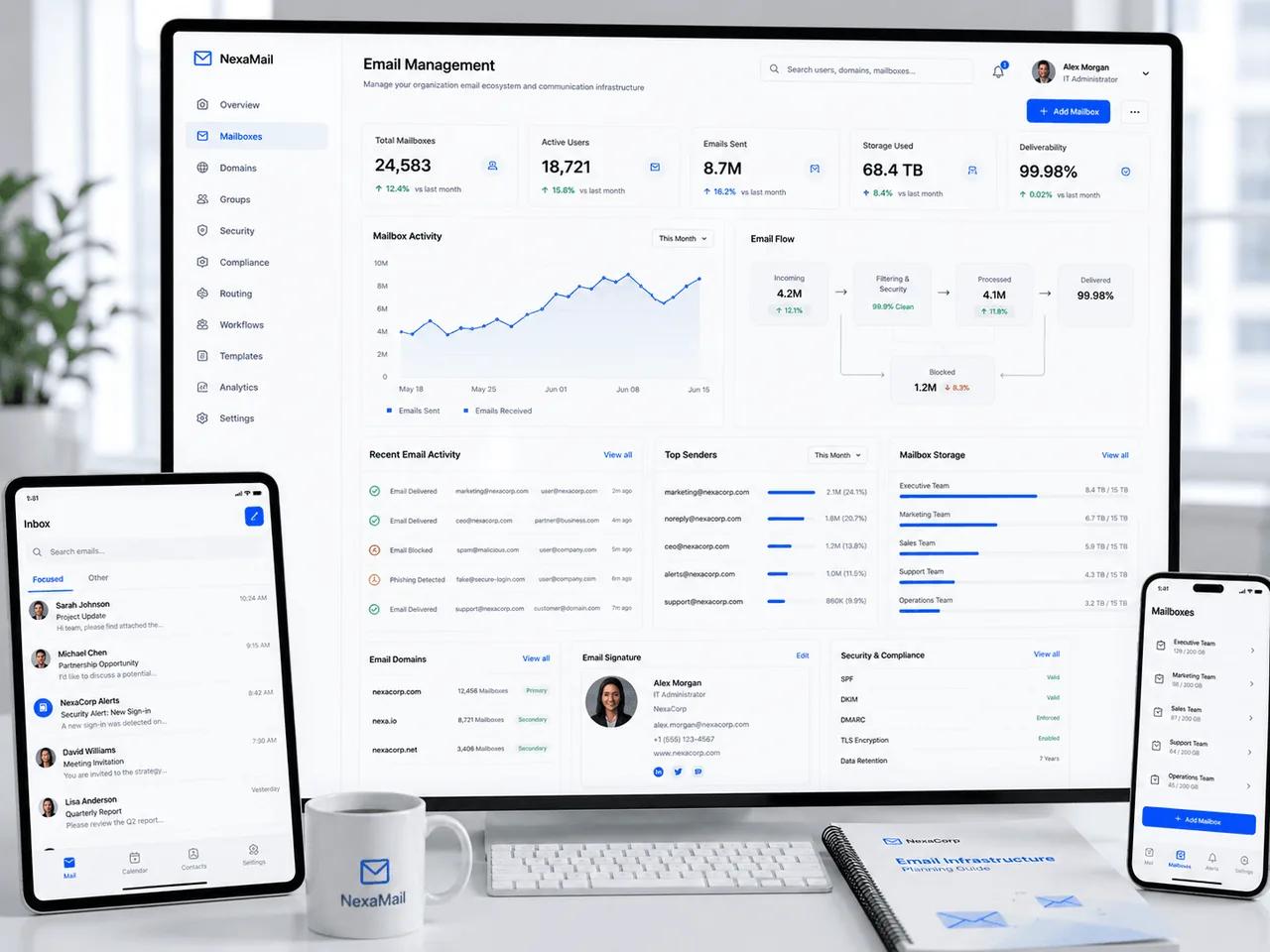 Business Email Configuration email management dashboard