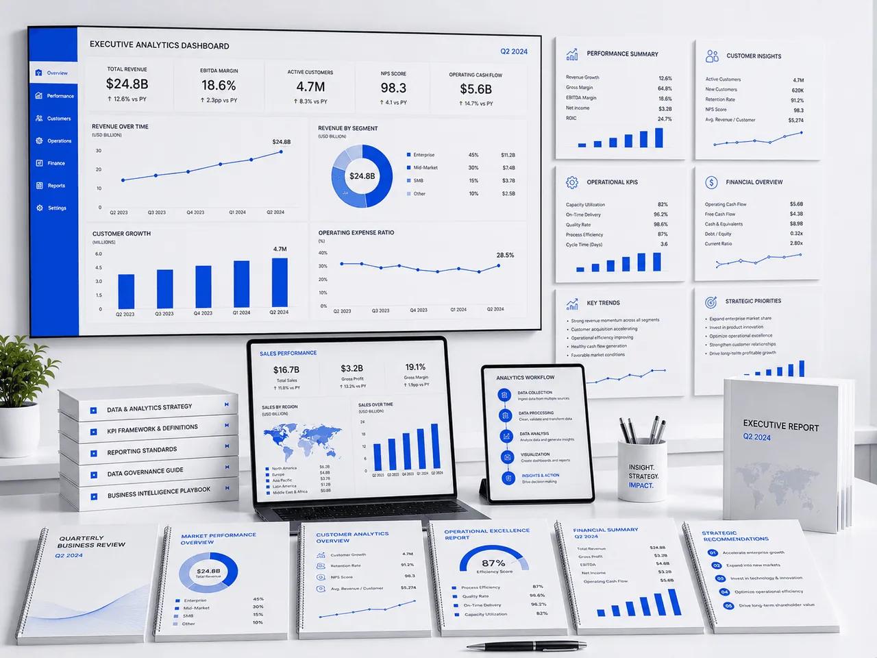 Data Analysis trend analysis and executive decision intelligence dashboard