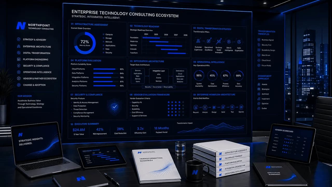 Enterprise Technology Consulting Ecosystem command center dashboard