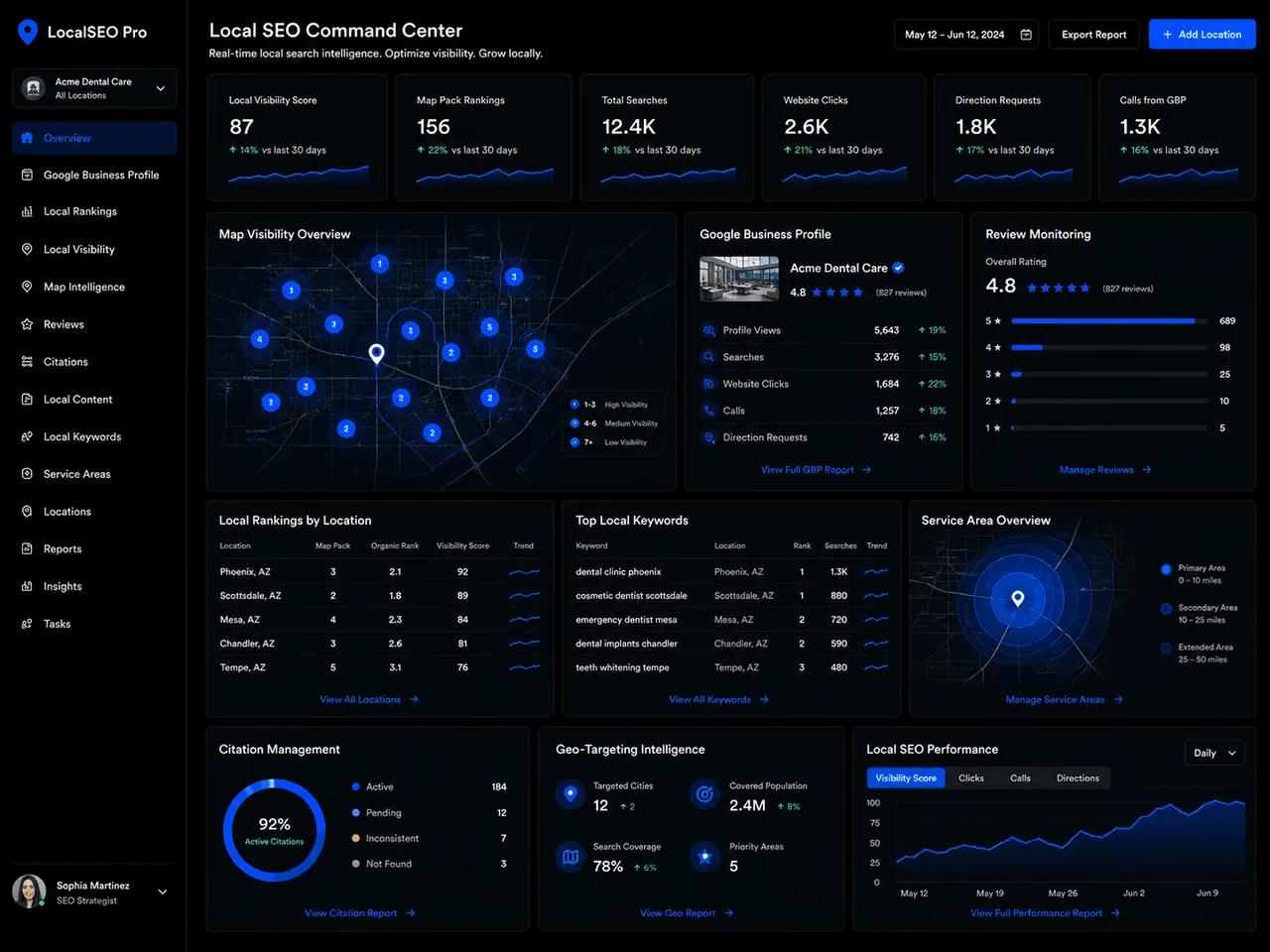 Local SEO Google Business Profile dashboard