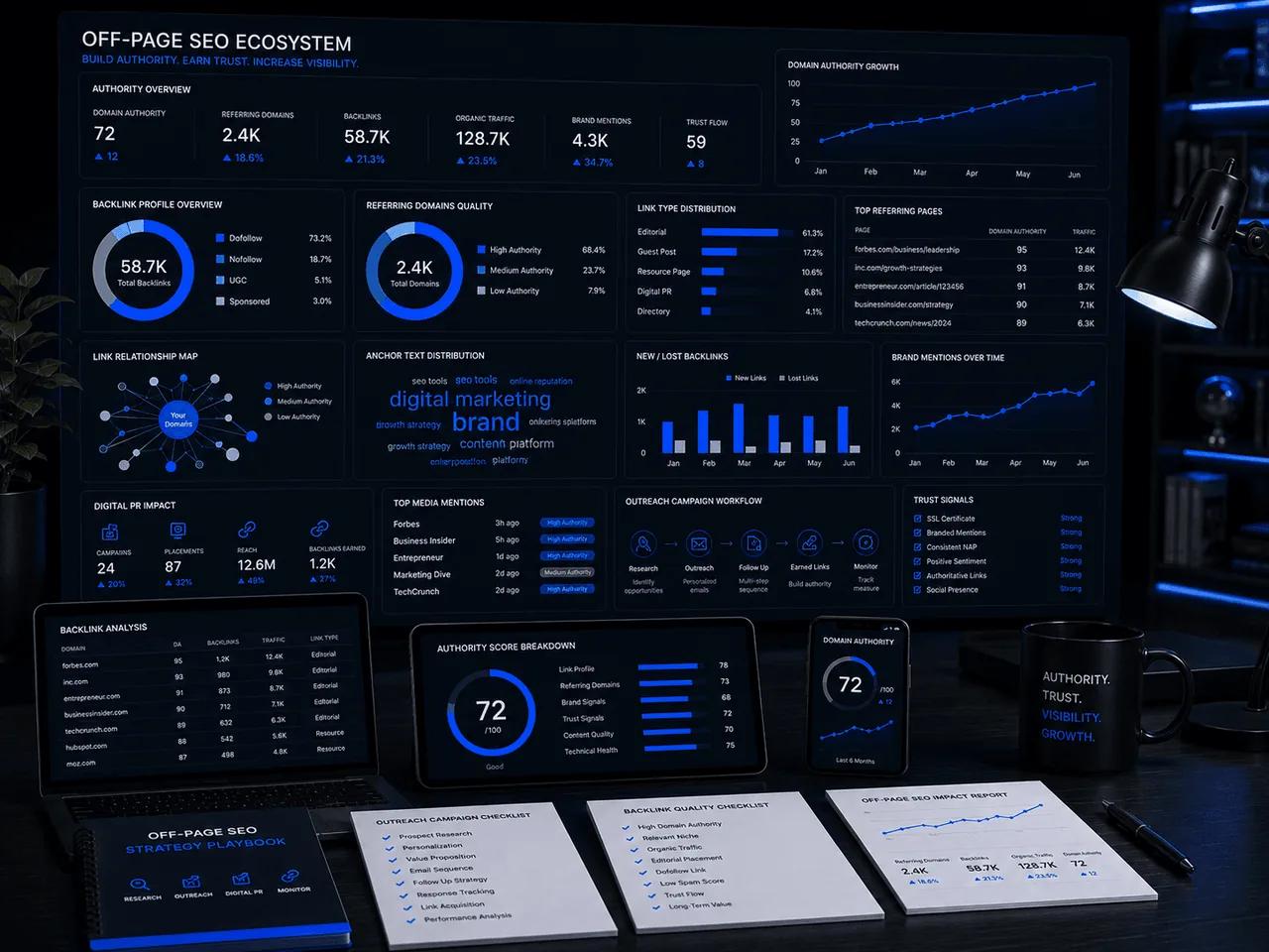 Off-Page SEO backlink authority dashboard