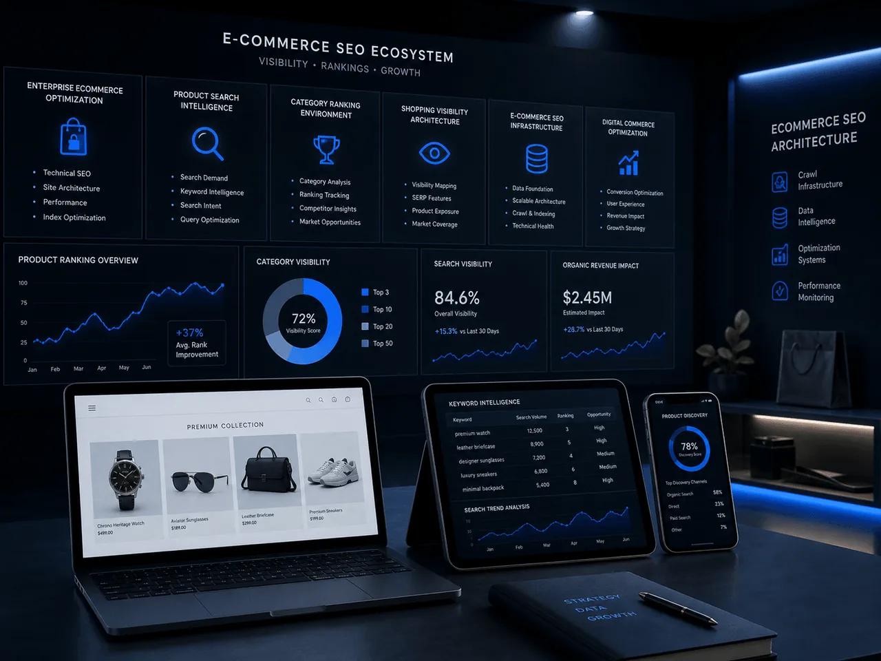 Product SEO catalog optimization dashboard
