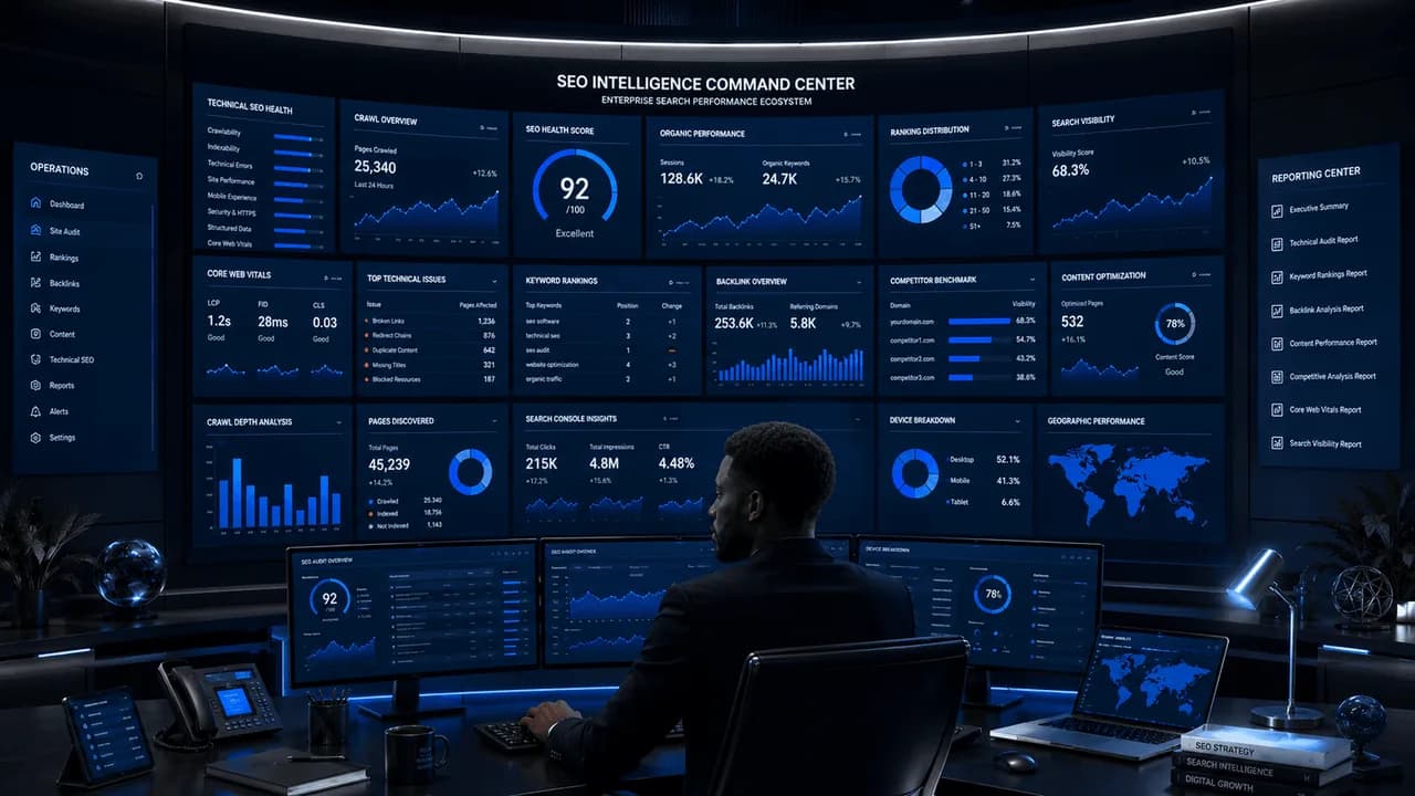 SEO Intelligence Command Center dashboard