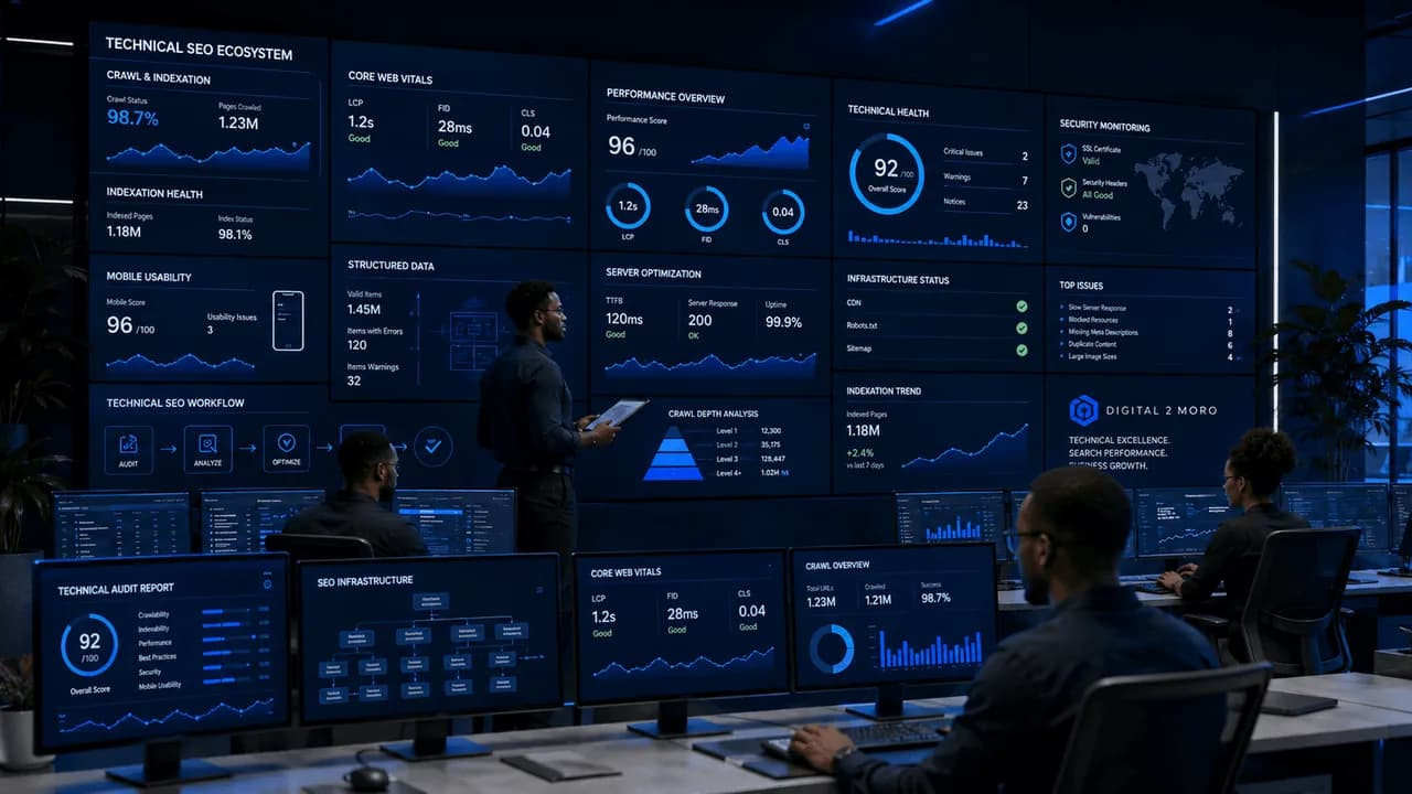 Technical SEO command center dashboard